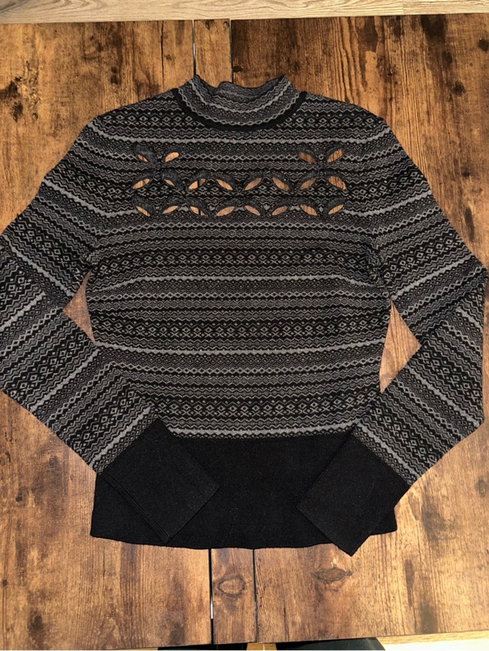 Bailey 44 Black and Gray Patterned Turtleneck Sweater